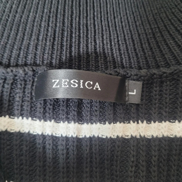 Zesica Striped Black and White Stretch Knit Maxi Dress sz L - Picture 3 of 9